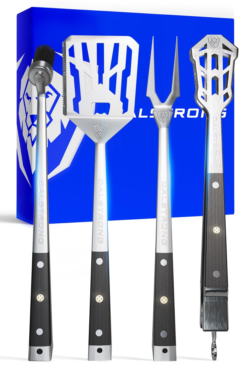 Dalstrong front packaging showing full 4-piece kit and gift-ready box benefit