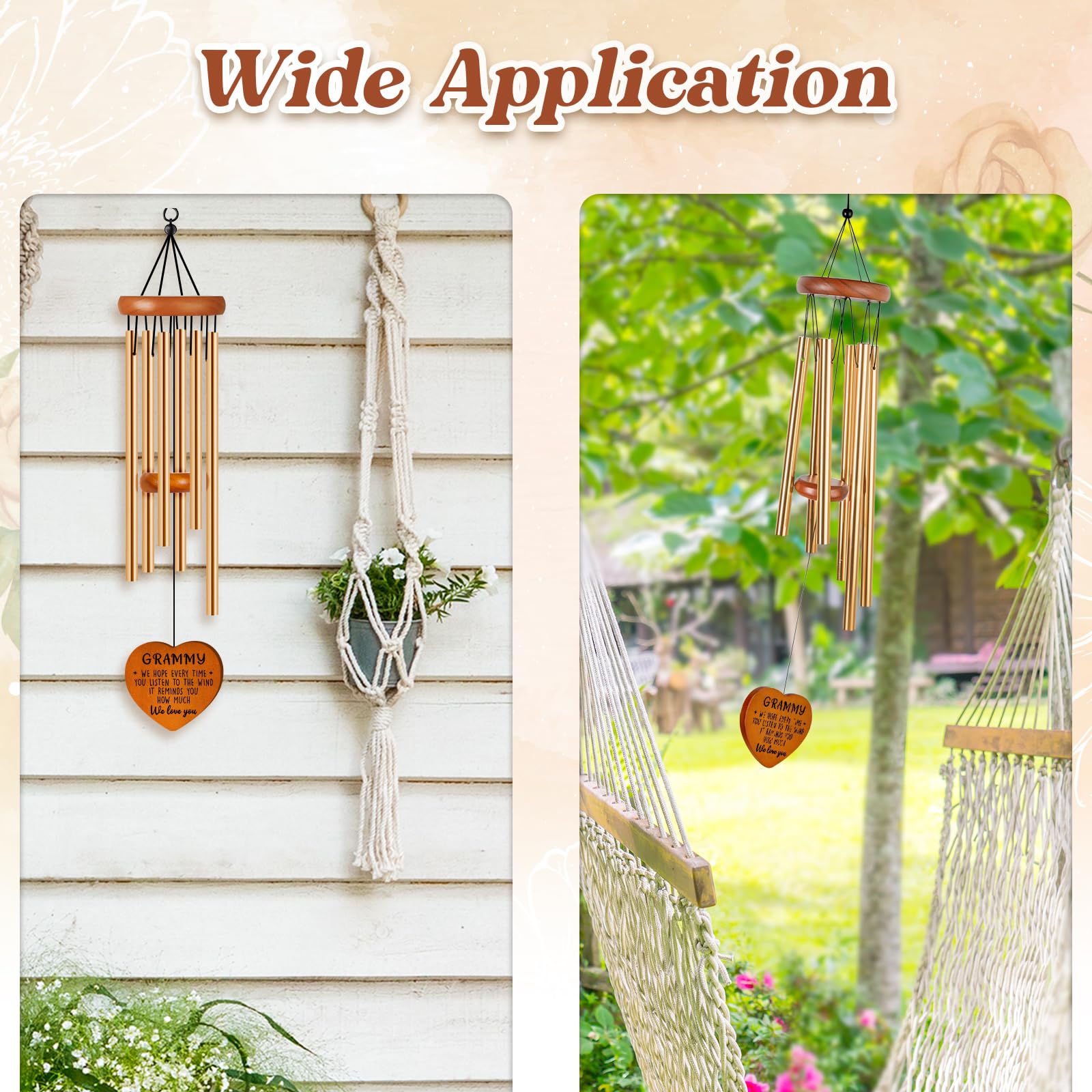 Damaigiift wind chime hanging on porch demonstrating peaceful outdoor ambiance