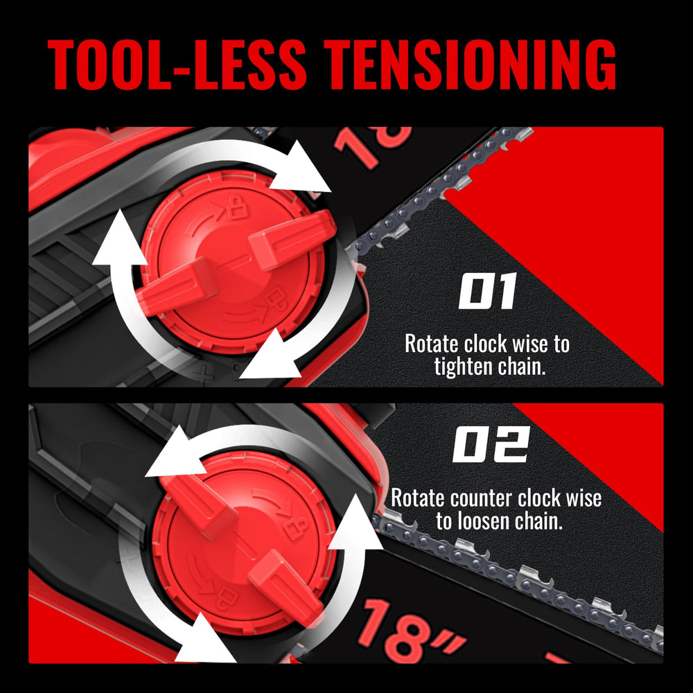 Damolin chainsaw in use pruning branches for faster yard cleanup