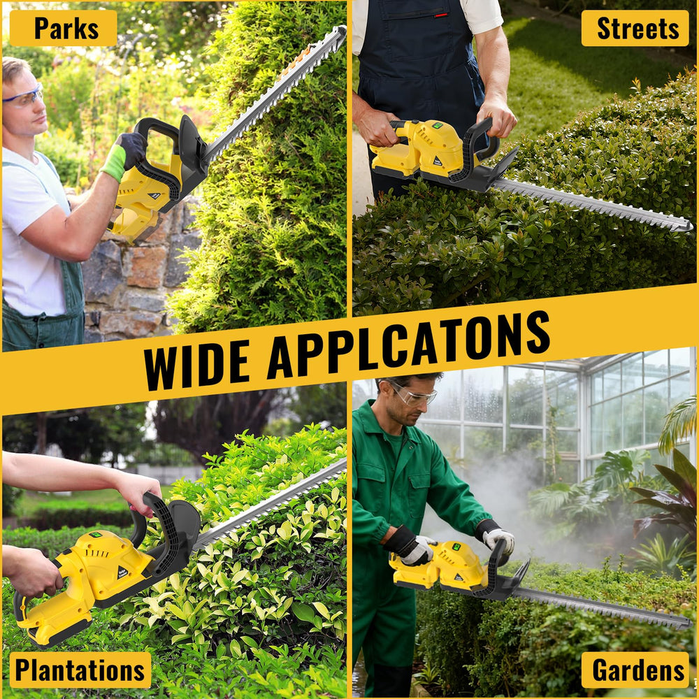 Damolin trimmer in a garden setting showing cordless convenience and control