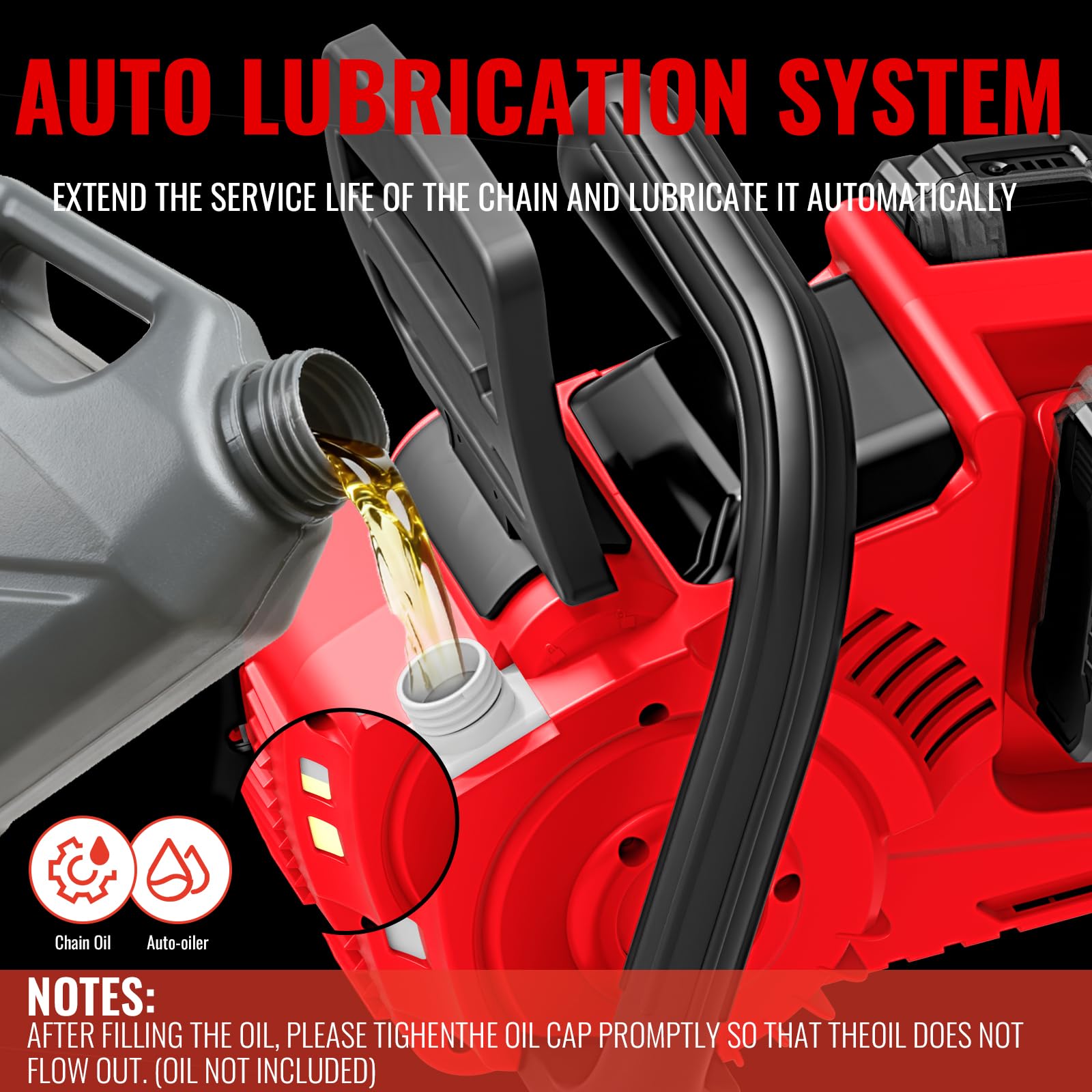 Damolin tool-free tensioner detail enabling fast chain adjustments