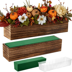 Dandat front view of two wooden planters showing rustic appeal and ready-to-style benefit
