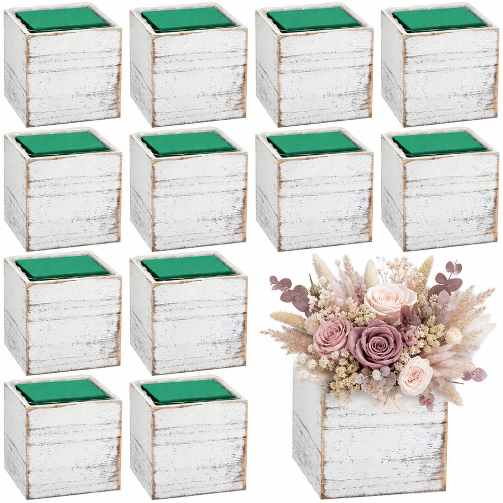 Dandat wooden cube planter front view showing rustic finish and compact design benefit