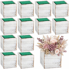 Dandat wooden cube planter front view showing rustic finish and compact design benefit