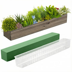 Dandat front view wooden planter box showing rustic charm and easy styling benefit