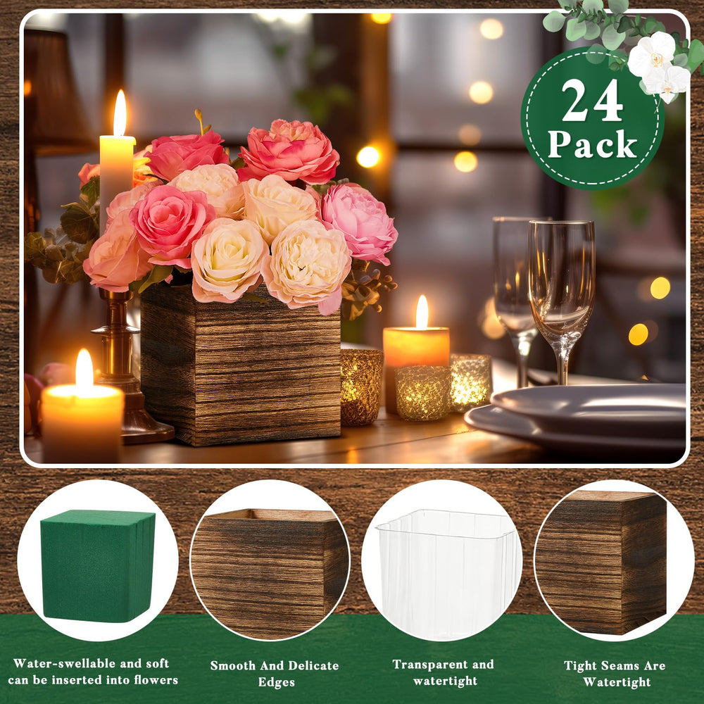 Dandat plastic liner inserted in a wood cube protecting wood from water