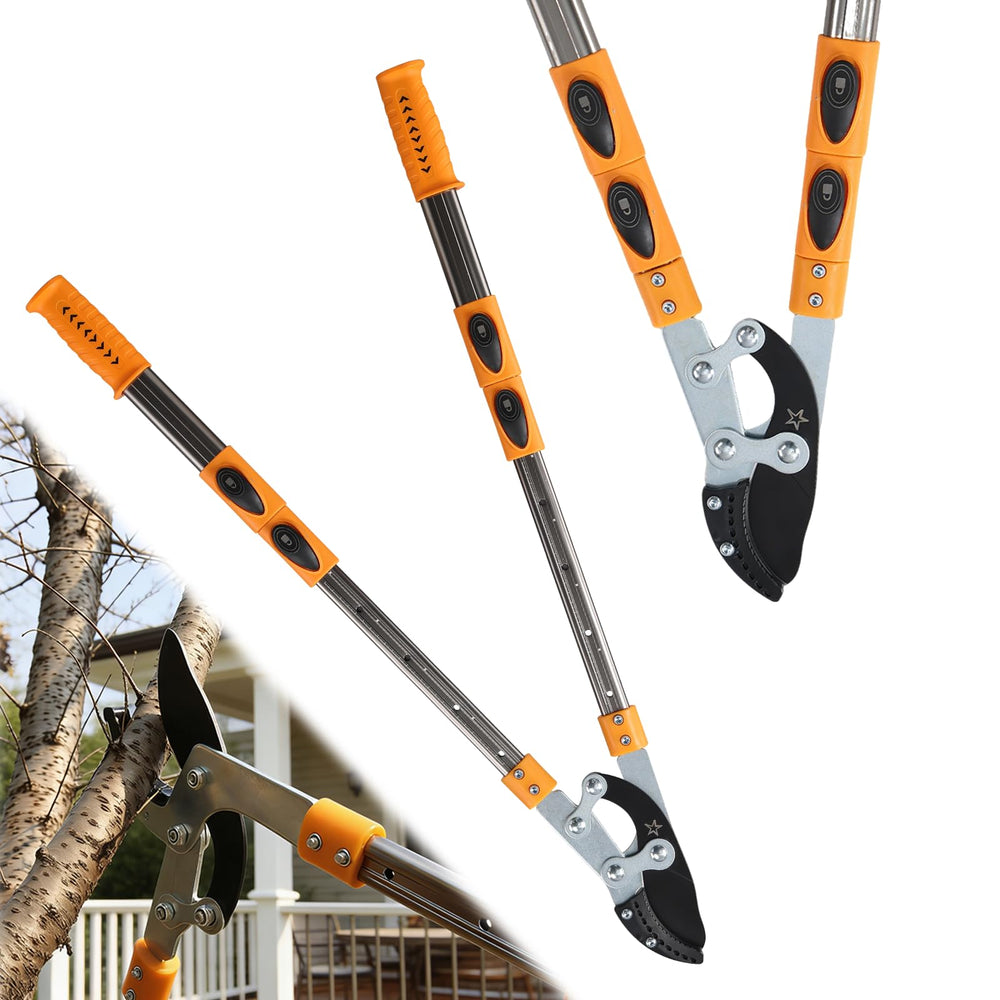 Daneried front view of extendable loppers showing full tool and benefits