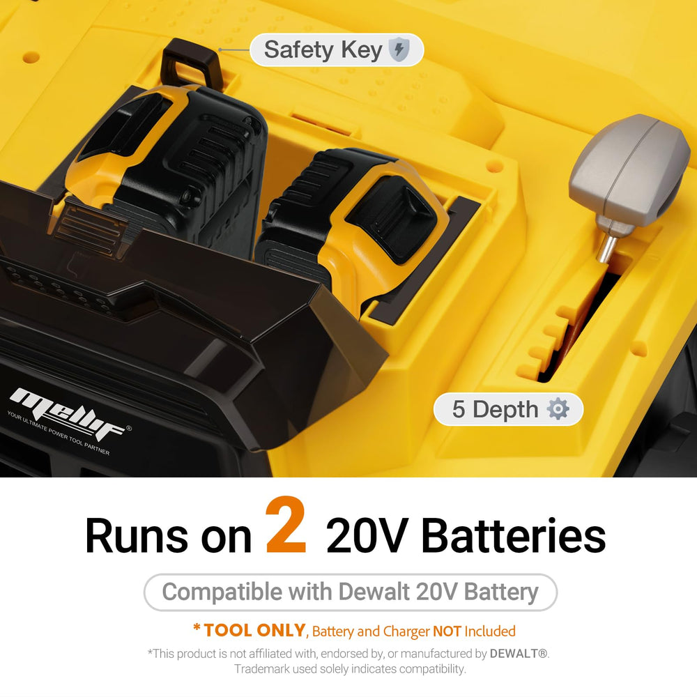 Danero battery compartment with two 20V slots showing cordless runtime benefit