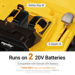 Danero battery compartment with two 20V slots showing cordless runtime benefit