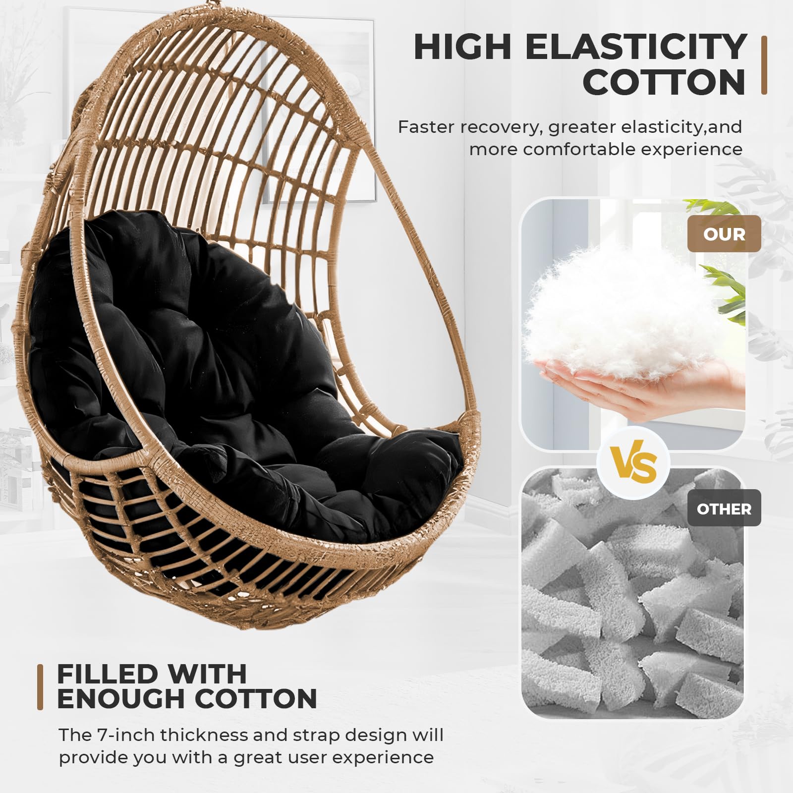 DANGHOOGY cushion styled on a porch chair showing cozy outdoor seating benefit