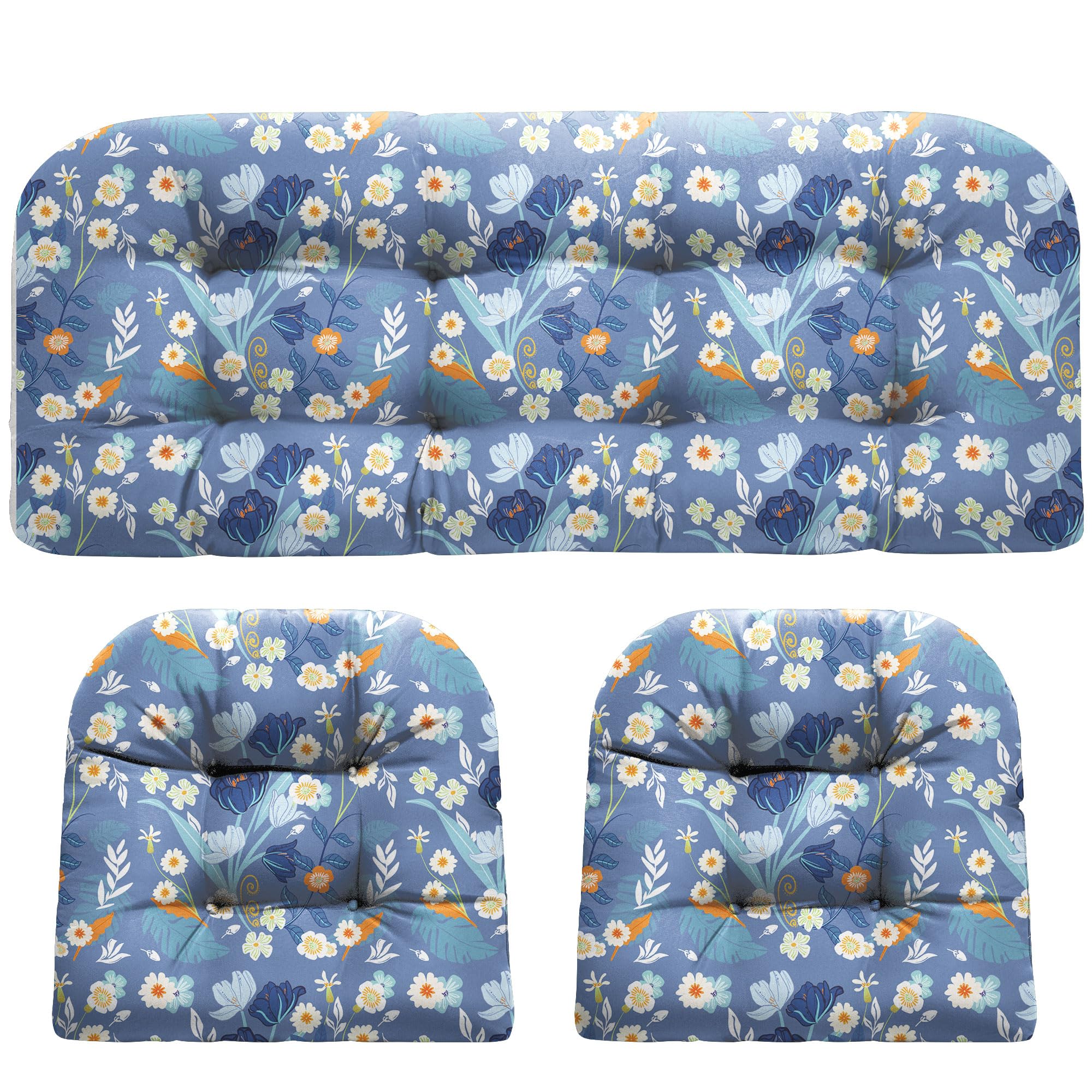DANGHOOGY loveseat cushion front view showing blue floral style and comfort benefit