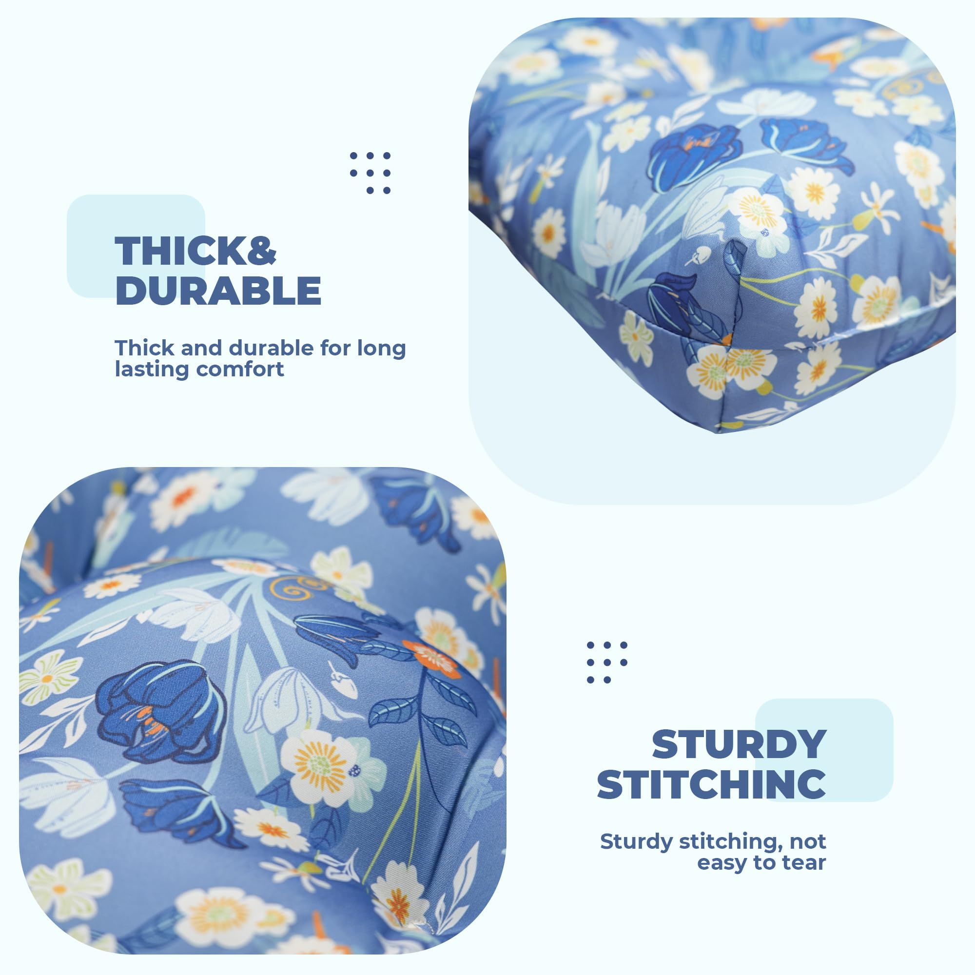 DANGHOOGY cushions next to a tape measure showing exact fit and sizing benefit