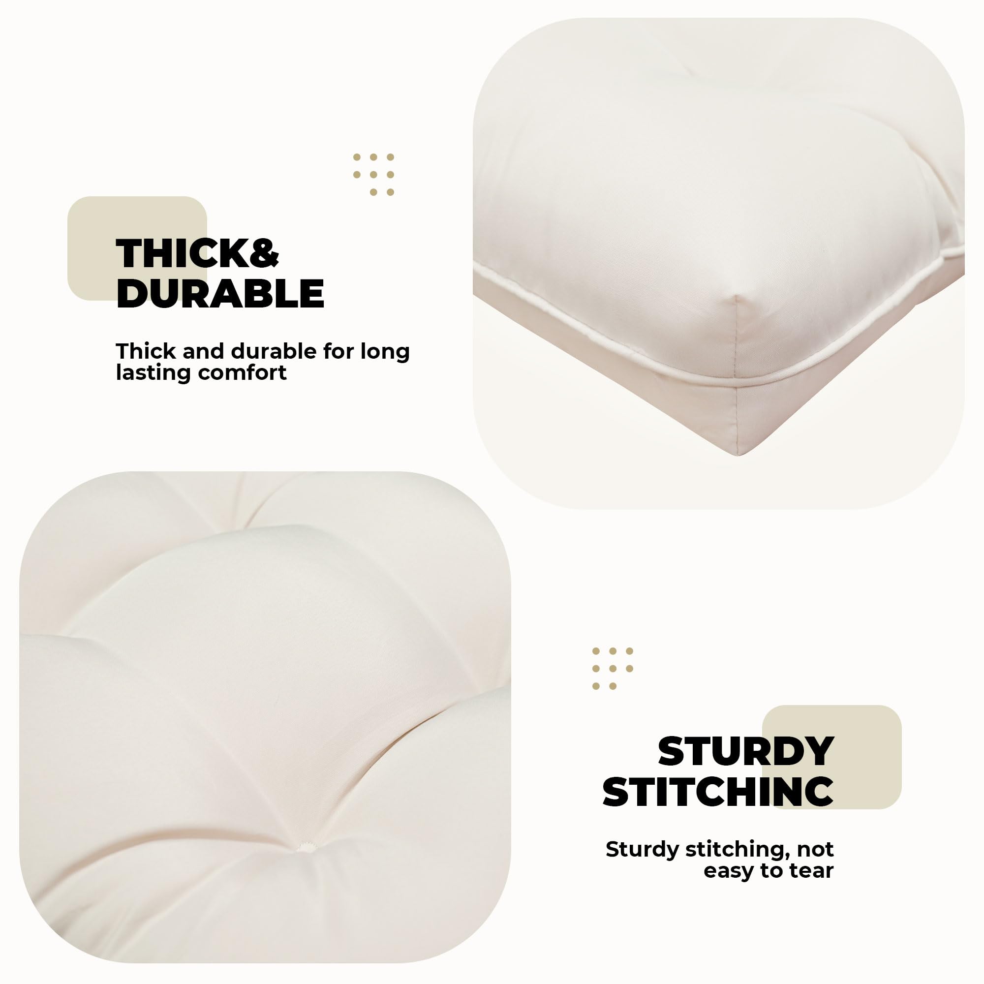 side profile of DANGHOOGY cushion showing 4-inch thickness for comfortable support and rebound