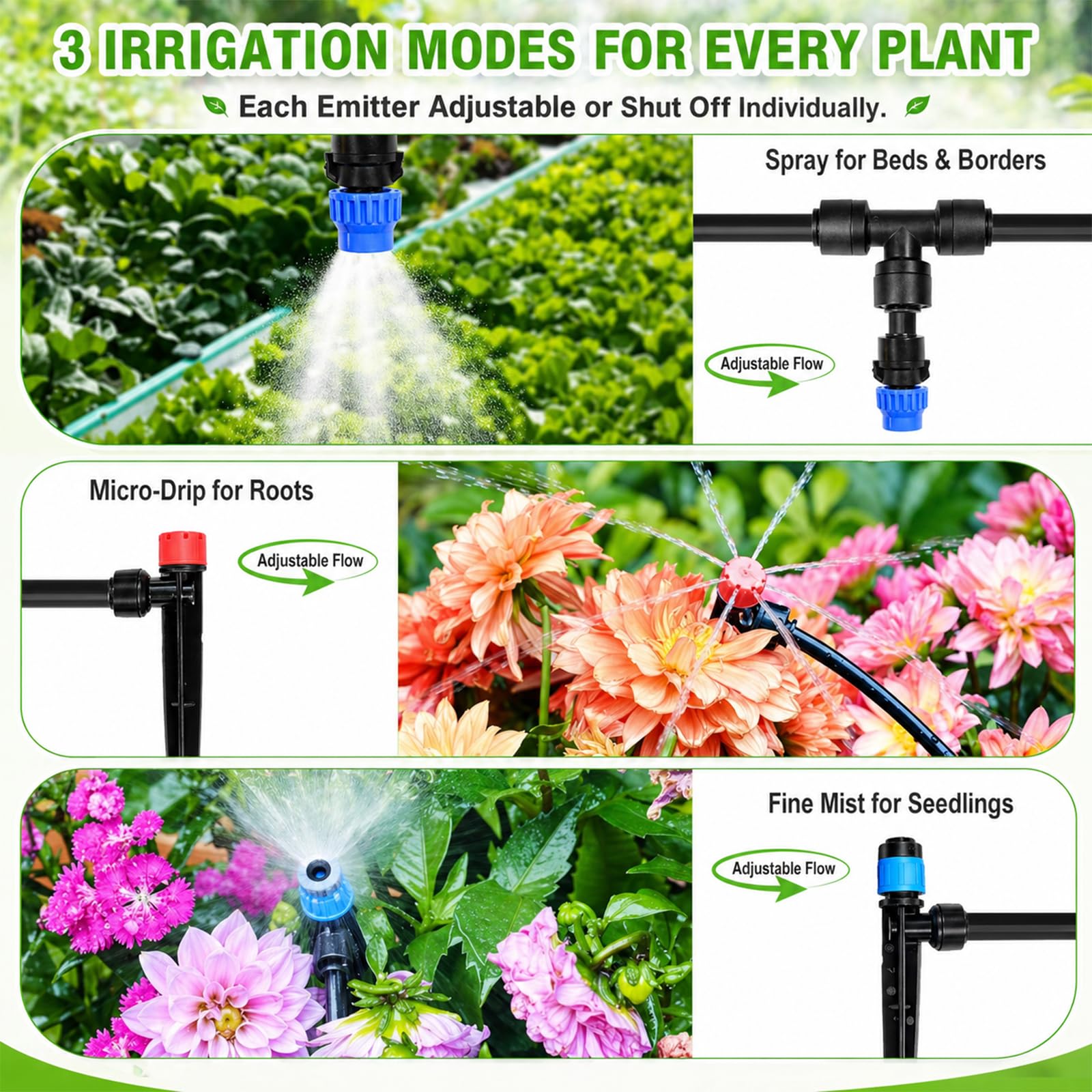 DANGZW adjustable dripper close-up offering precise flow control to roots