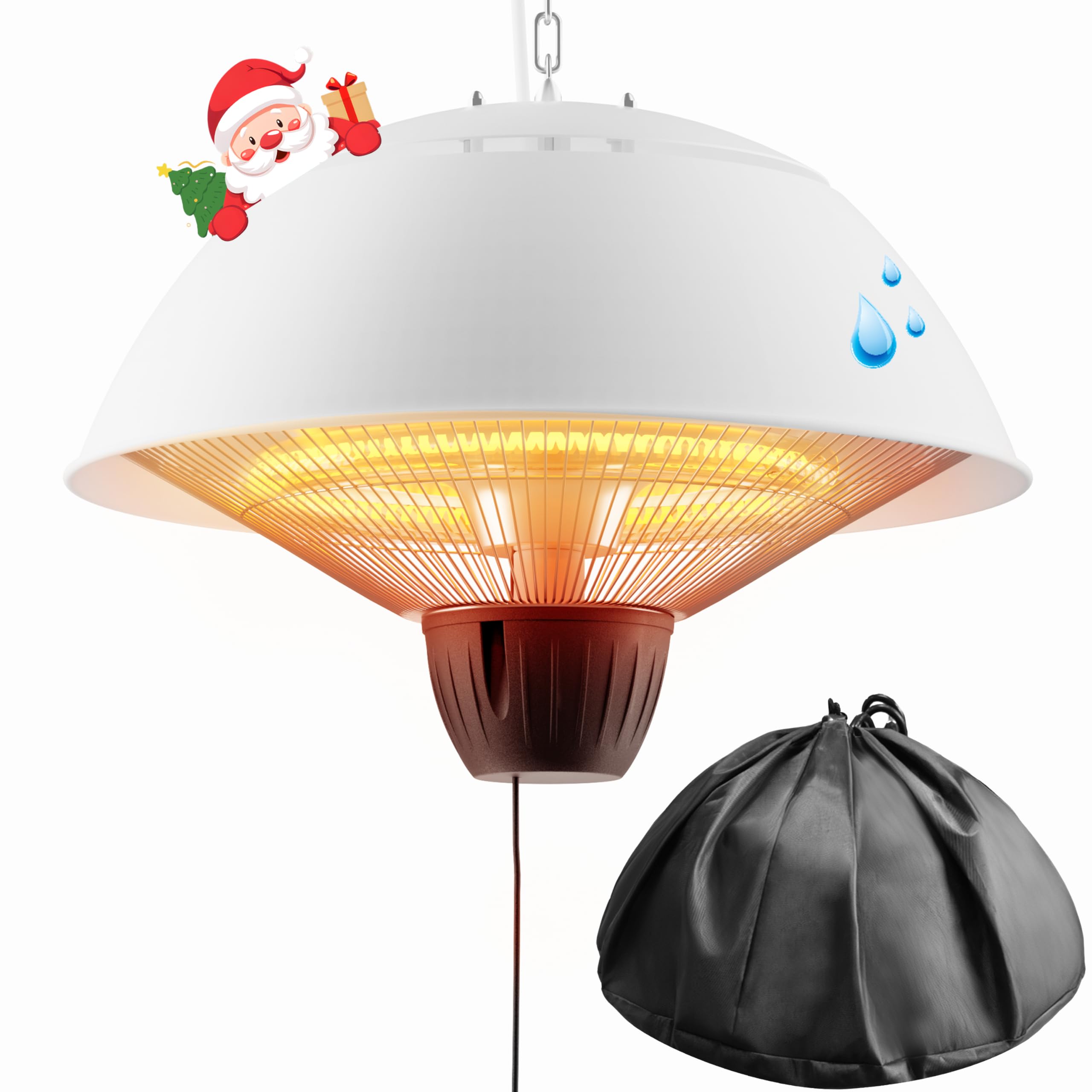 Danluke front view of ceiling-mounted heater showing compact profile and efficient coverage