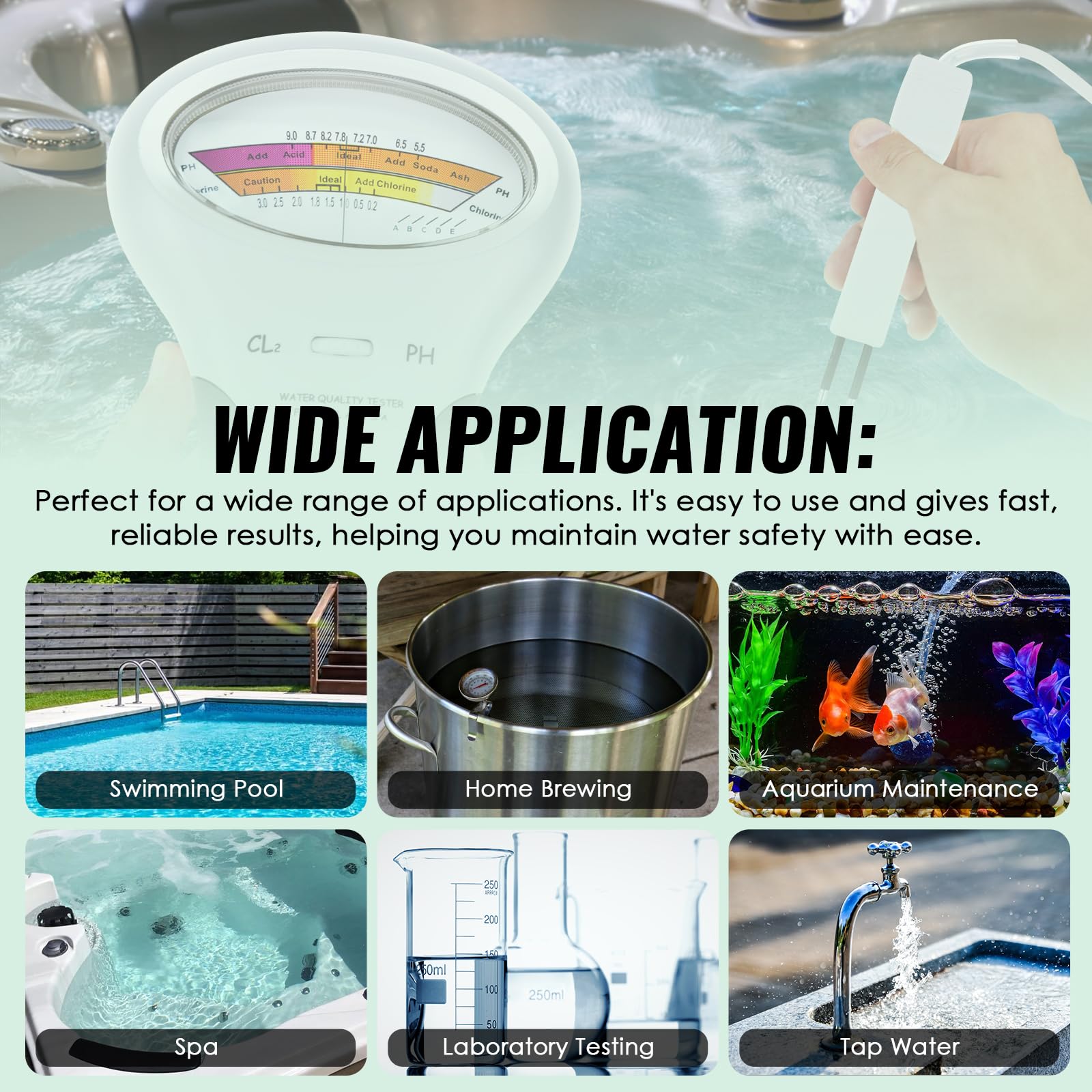 DANOPLUS tester measuring spa water demonstrating practical daily monitoring