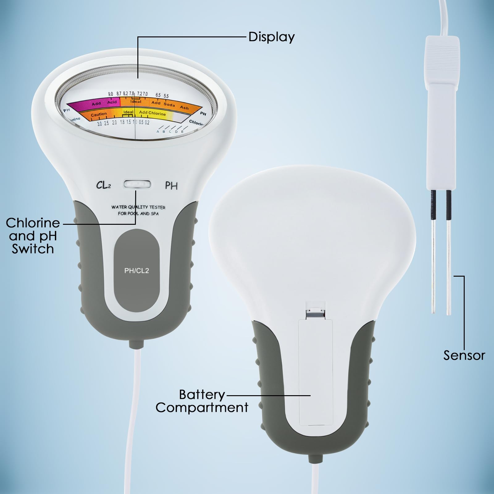 DANOPLUS water drop on probe detail emphasizing easy cleanability and care