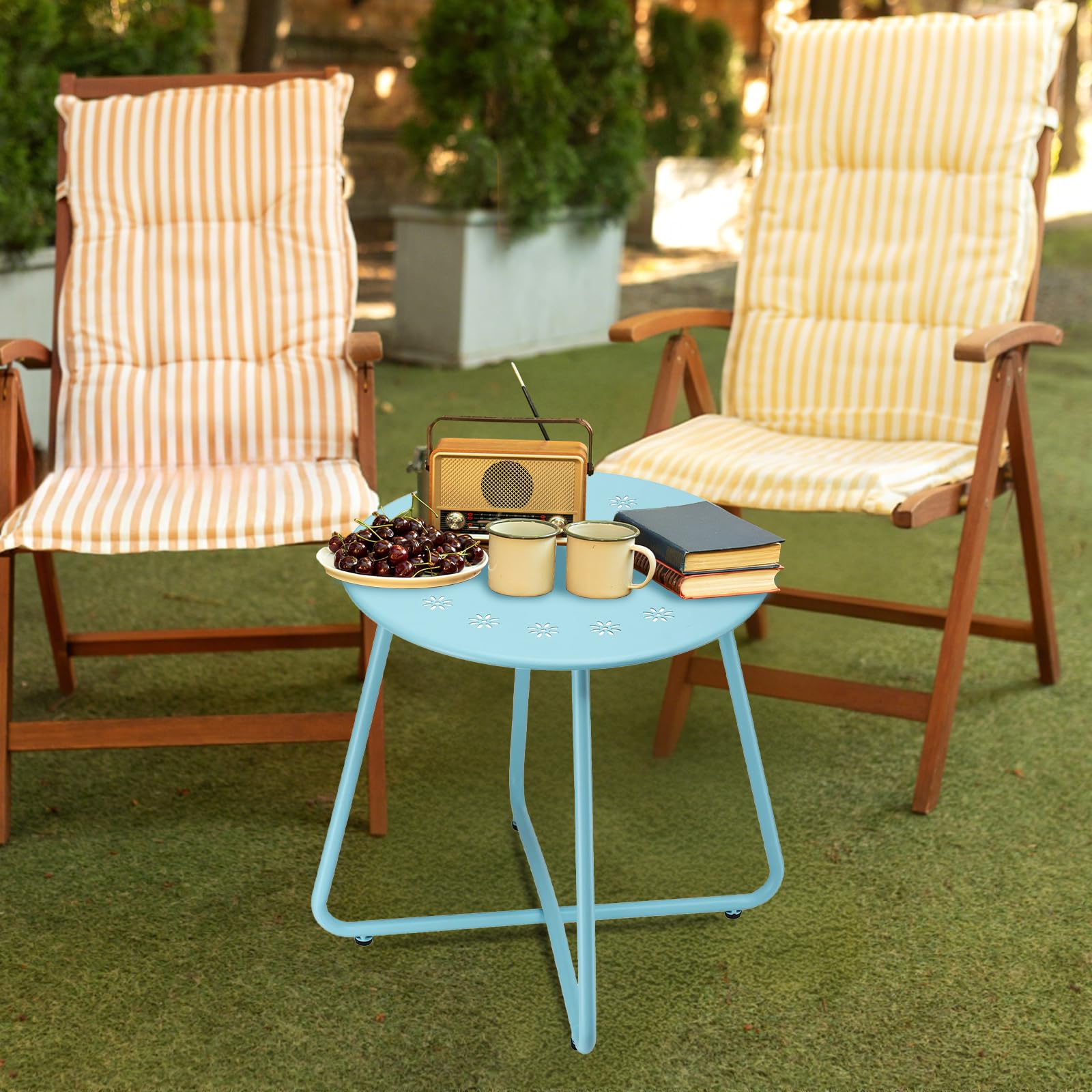 danpinera blue table staged with plants and books for decorative versatility