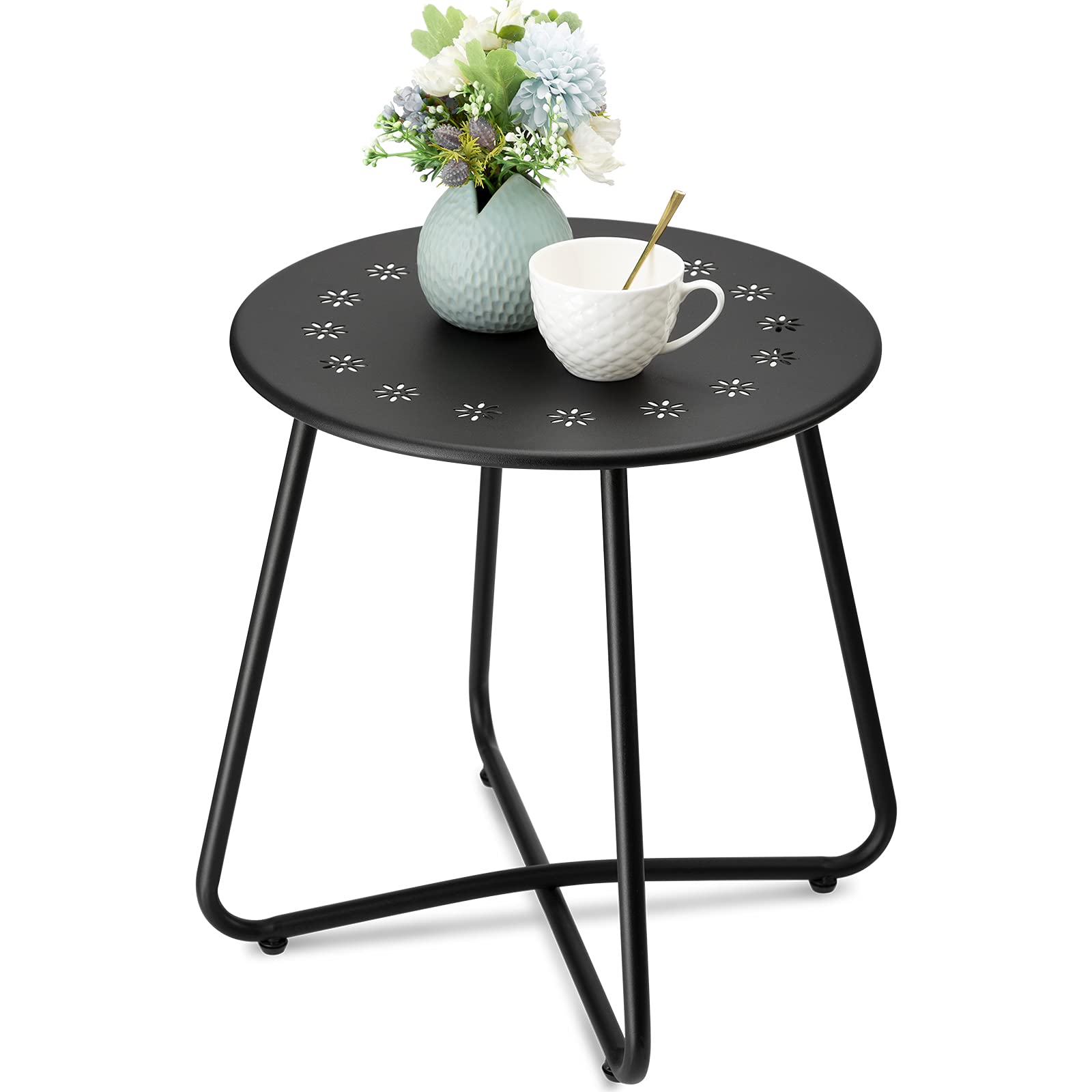 danpinera front view black side table showing durable weather resistance