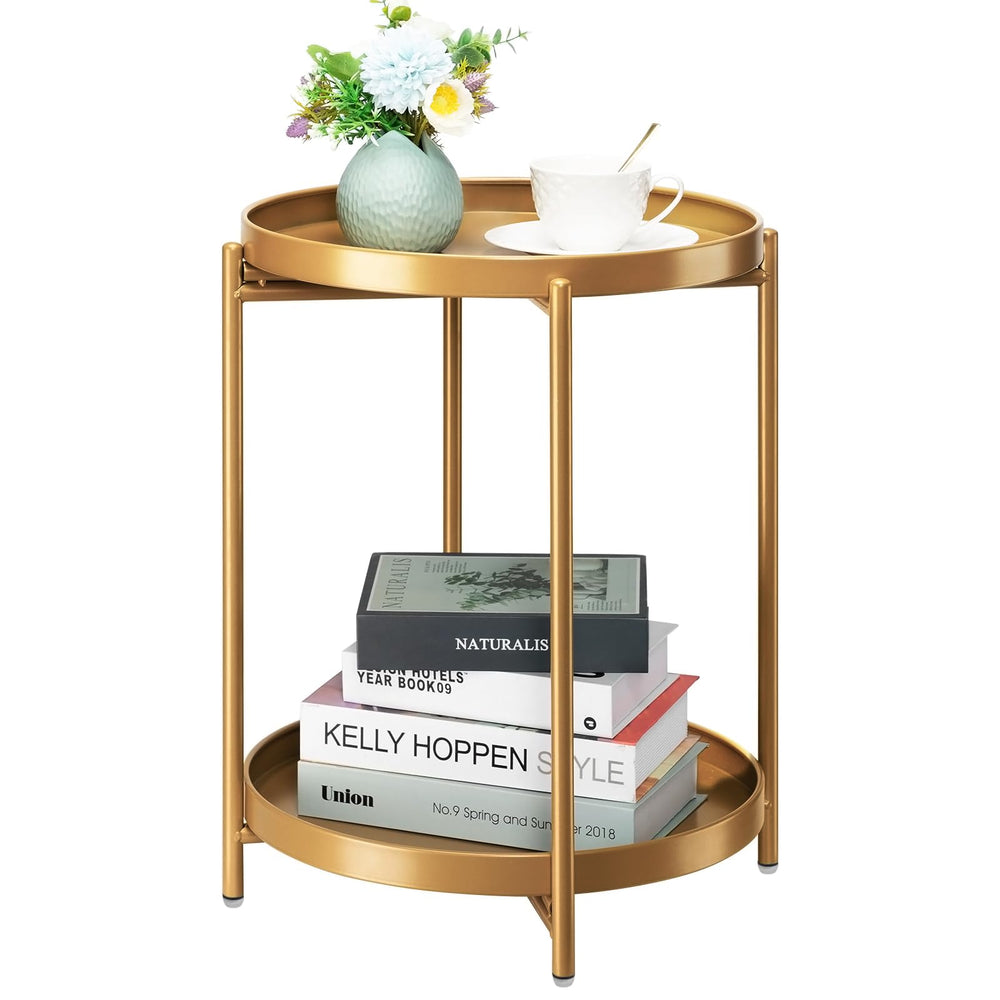 danpinera front view gold side table showing sleek modern design and stability