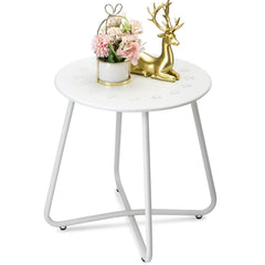 danpinera white side table front view shows weather-resistant design benefit
