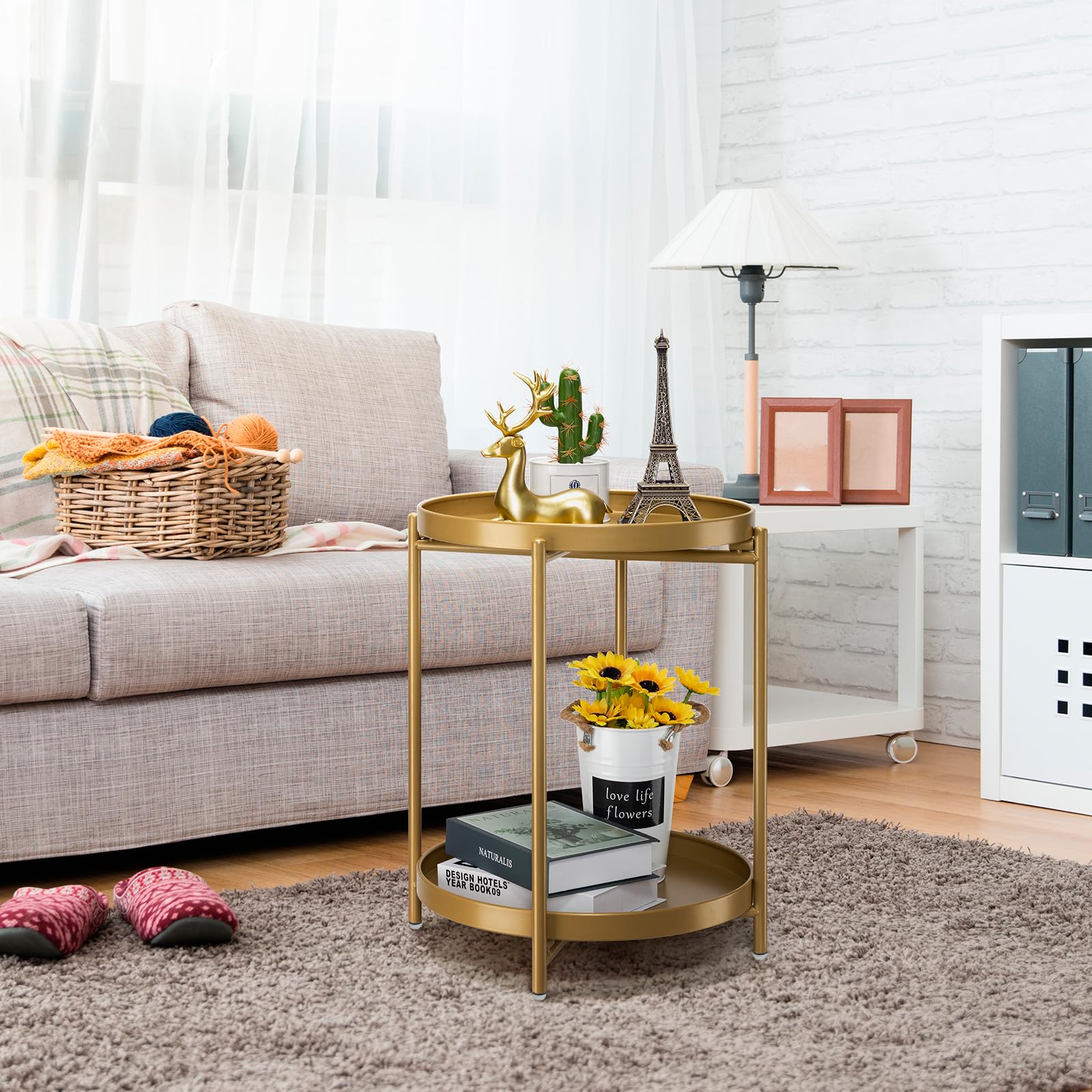 danpinera staged in living room with plant and lamp showing decorative style and practical surface