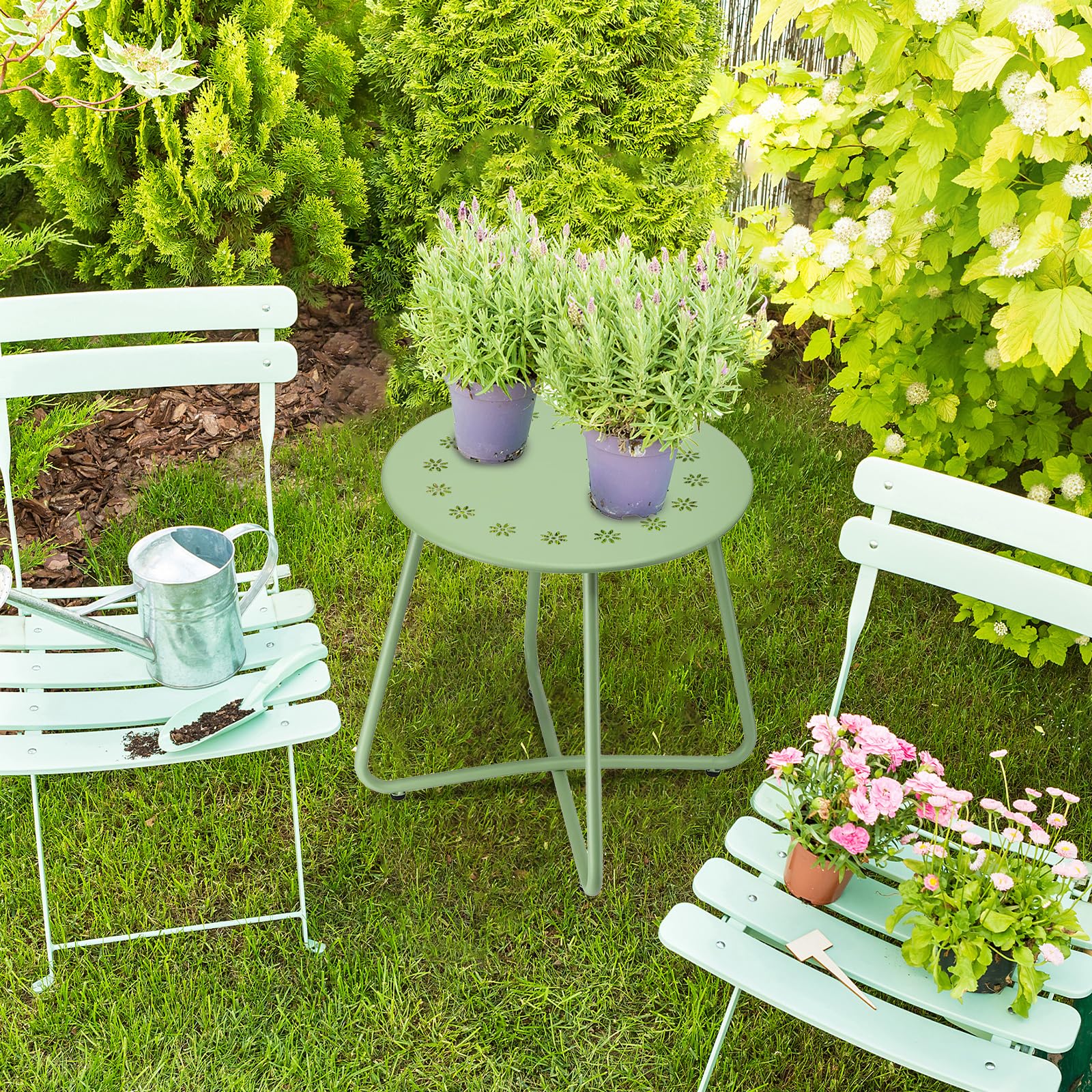 danpinera table next to lounge chair showing convenient reach and practical use