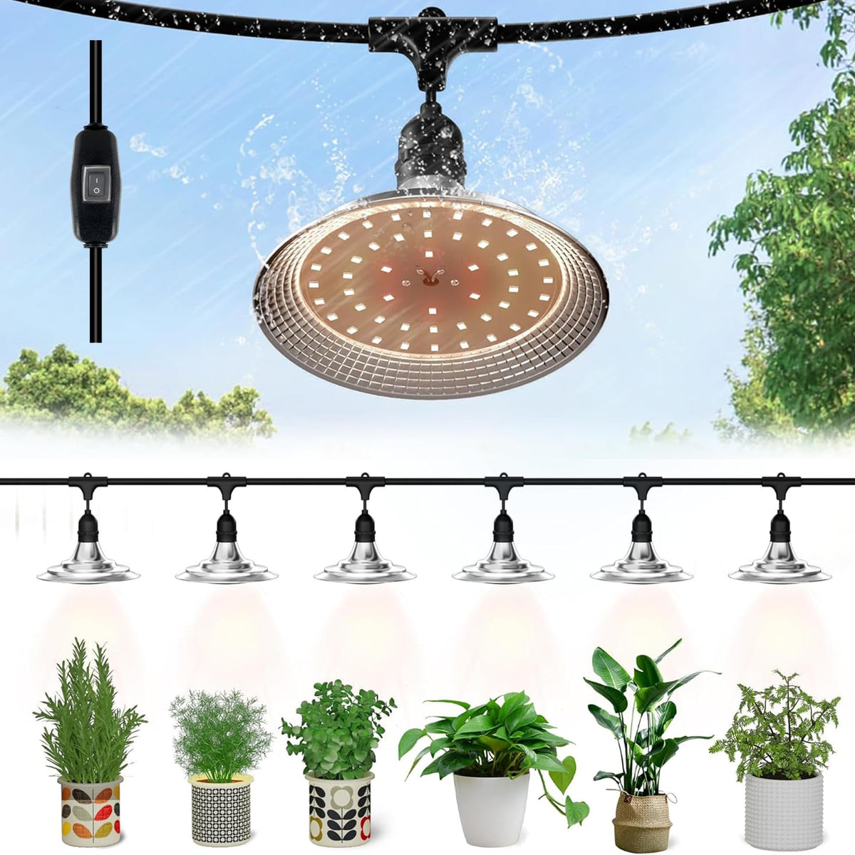Danshinro front view of full 21 ft light string showing coverage and layout benefit