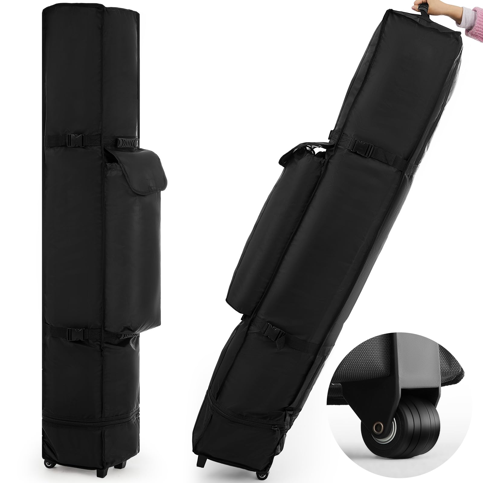 Dansydaisy front view of wheeled canopy bag showing full-size protection and organized transport