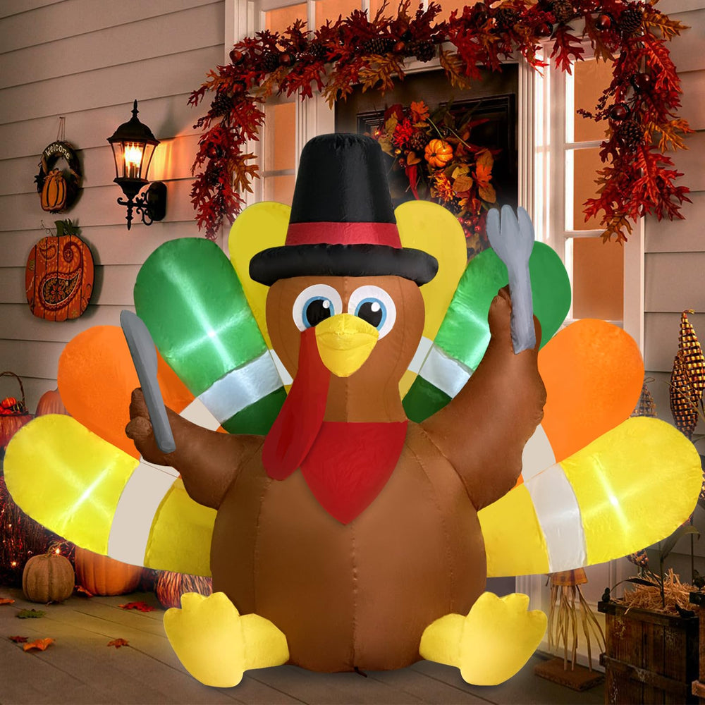 Danxilu front view inflatable turkey creating festive curb appeal