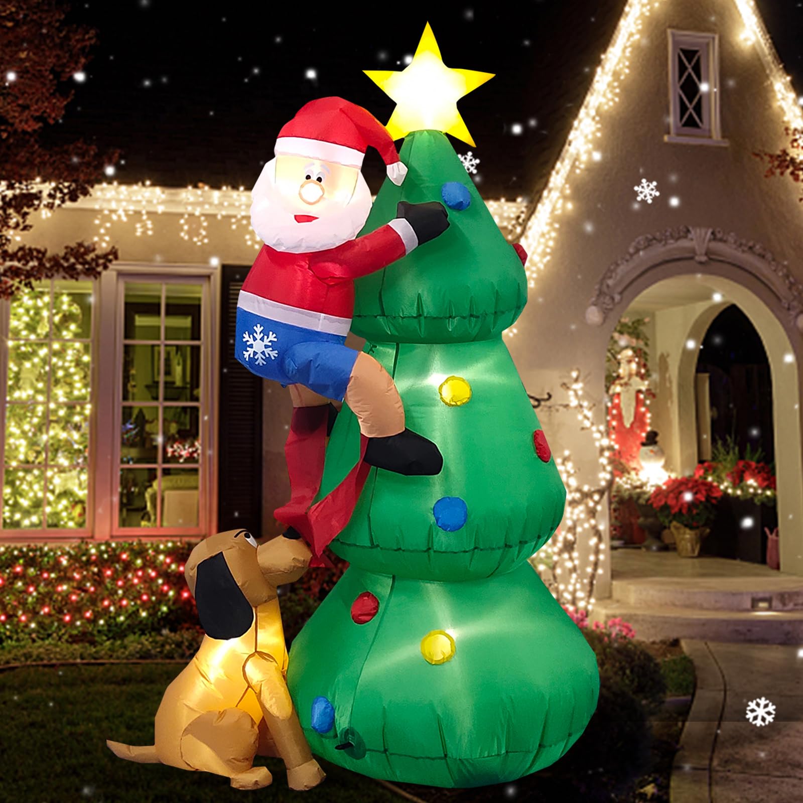 Danxilu front view showing Santa chased by dog, adds playful curb appeal