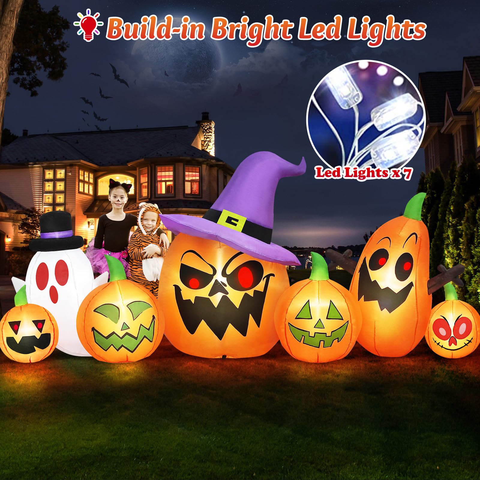Danxilu illuminated pumpkin at night with LEDs for striking visibility