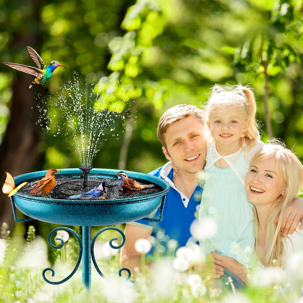 Daoeny bowl with water and solar fountain adding motion and interest