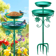 Daoeny front view of full bird bath showing vintage style and garden appeal