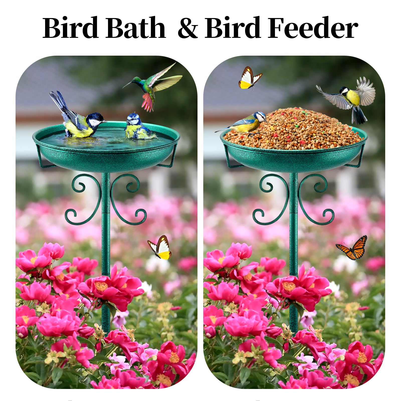 Daoeny birdbath installed in garden showing stability and decorative appeal