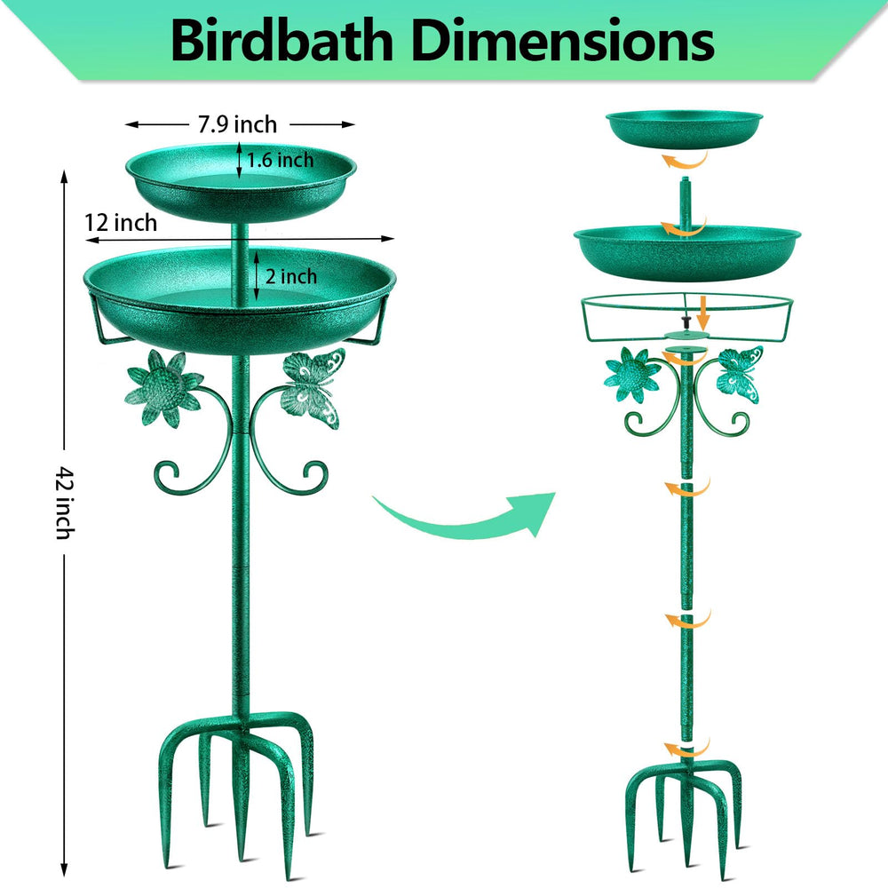 Daoeny bird bath next to path showing height and scale for placement