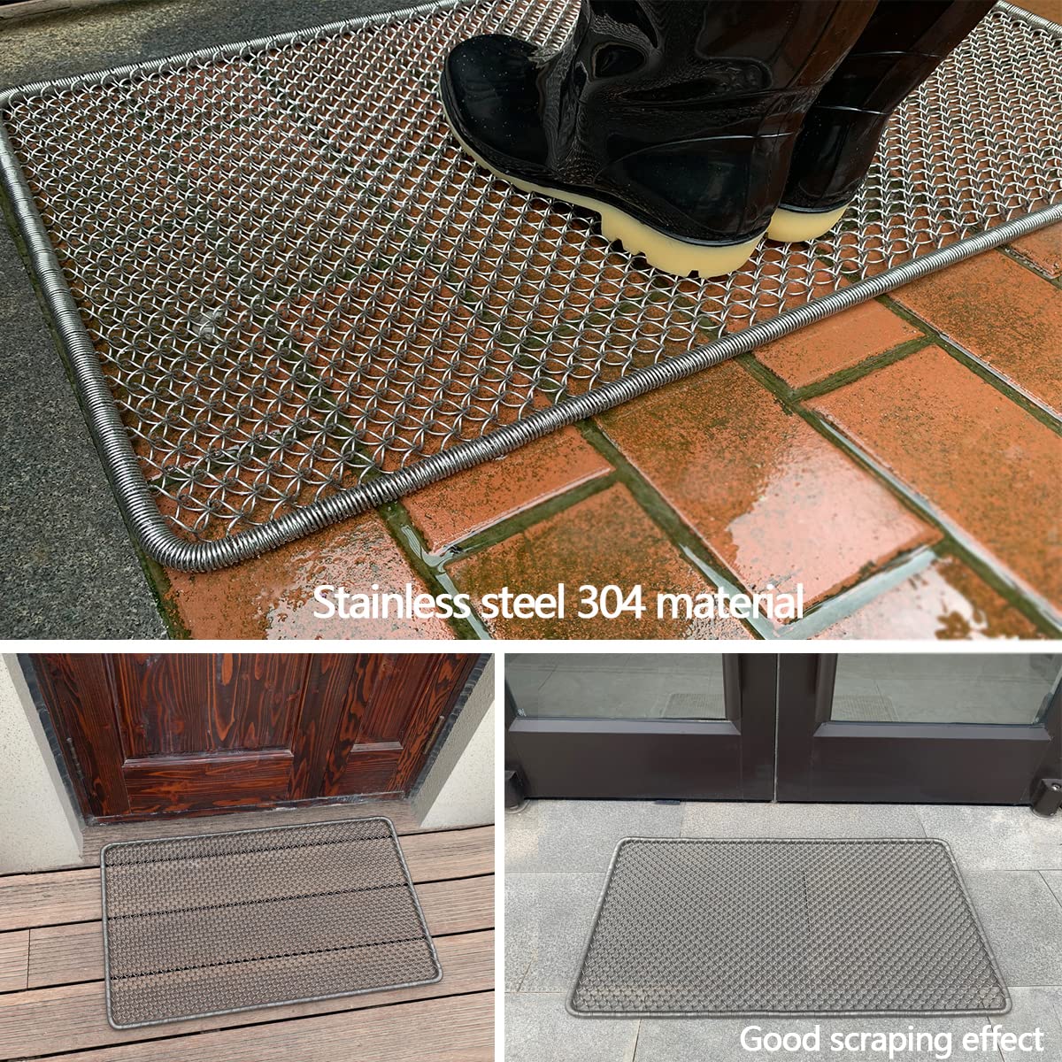 DAOMAER mat in use scraping mud from boots to keep floors clean