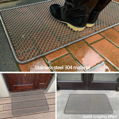 DAOMAER mat in use scraping mud from boots to keep floors clean
