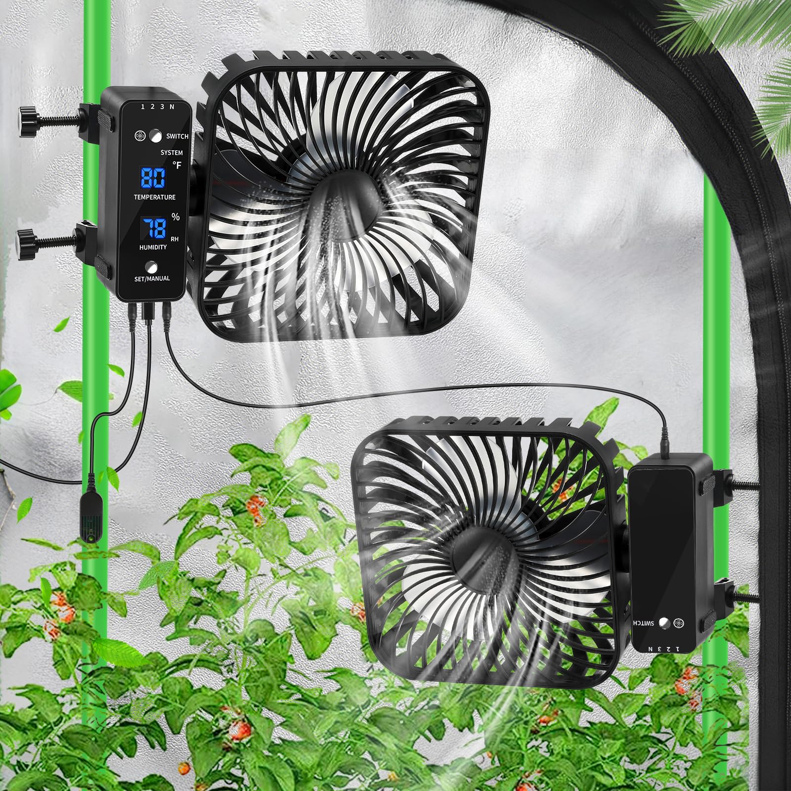 DAOTAILI front view of two-fan kit showing compact design and benefits