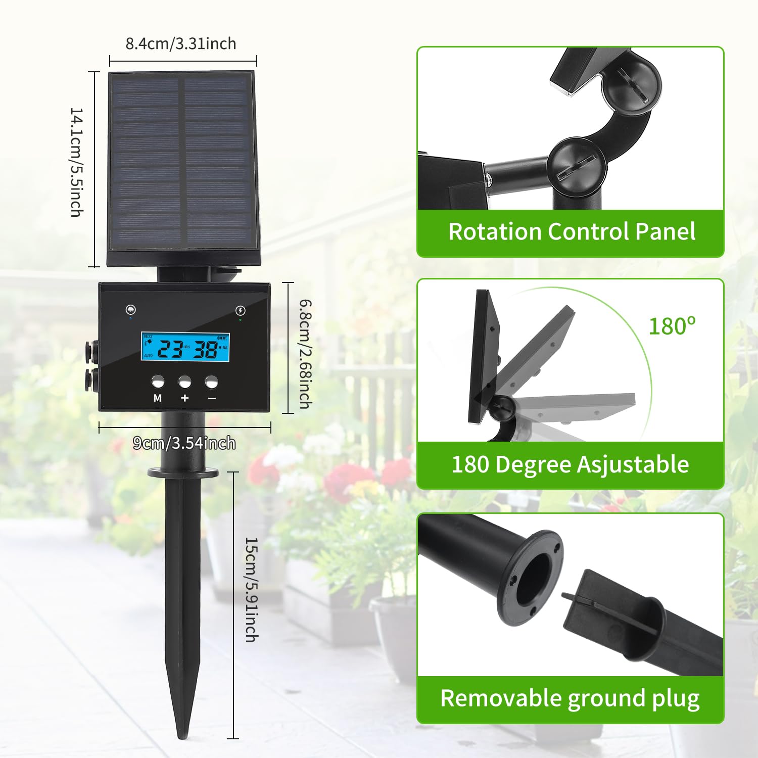 DAOTAILI rain sensor mounted on stake pausing watering during wet weather