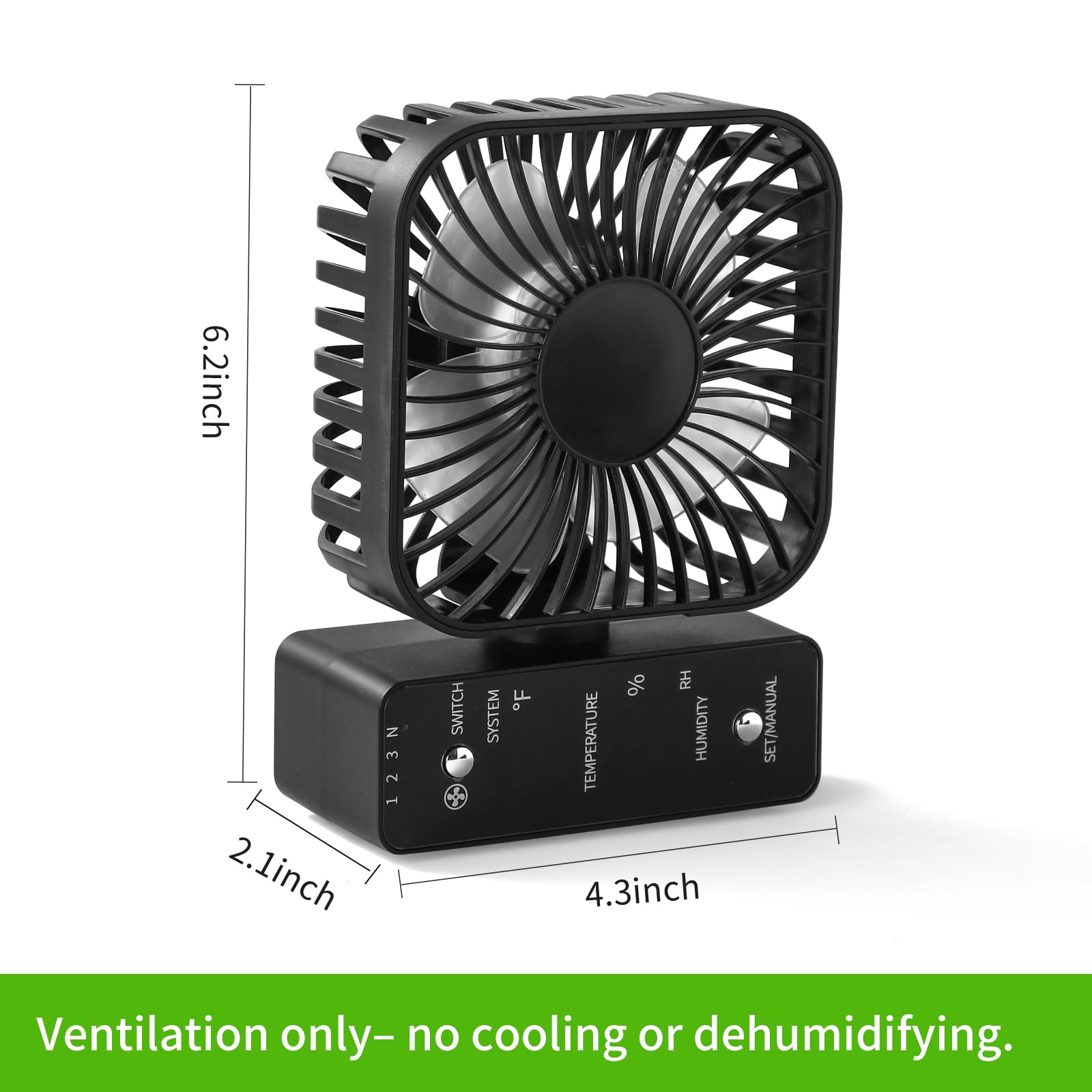 DAOTAILI size comparison with hand demonstrating compact 4-inch fan scale and portability