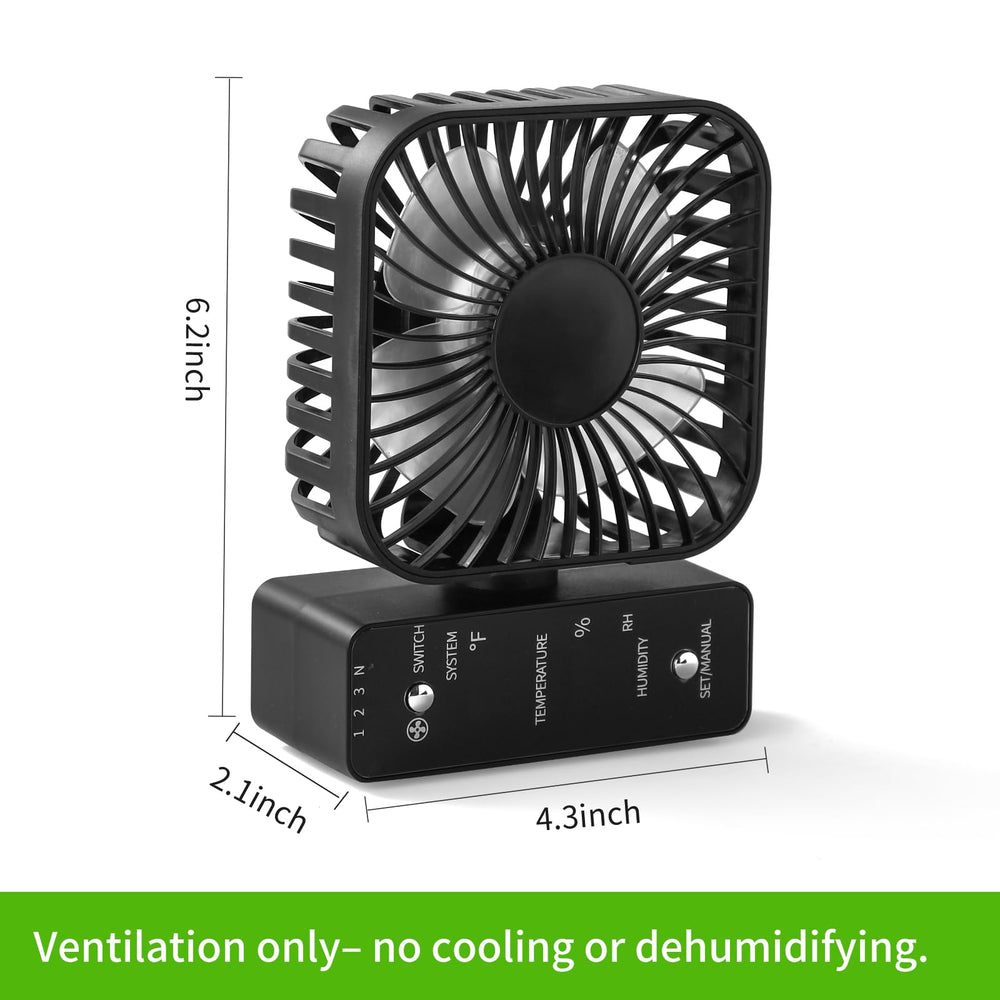 DAOTAILI size comparison with hand demonstrating compact 4-inch fan scale and portability