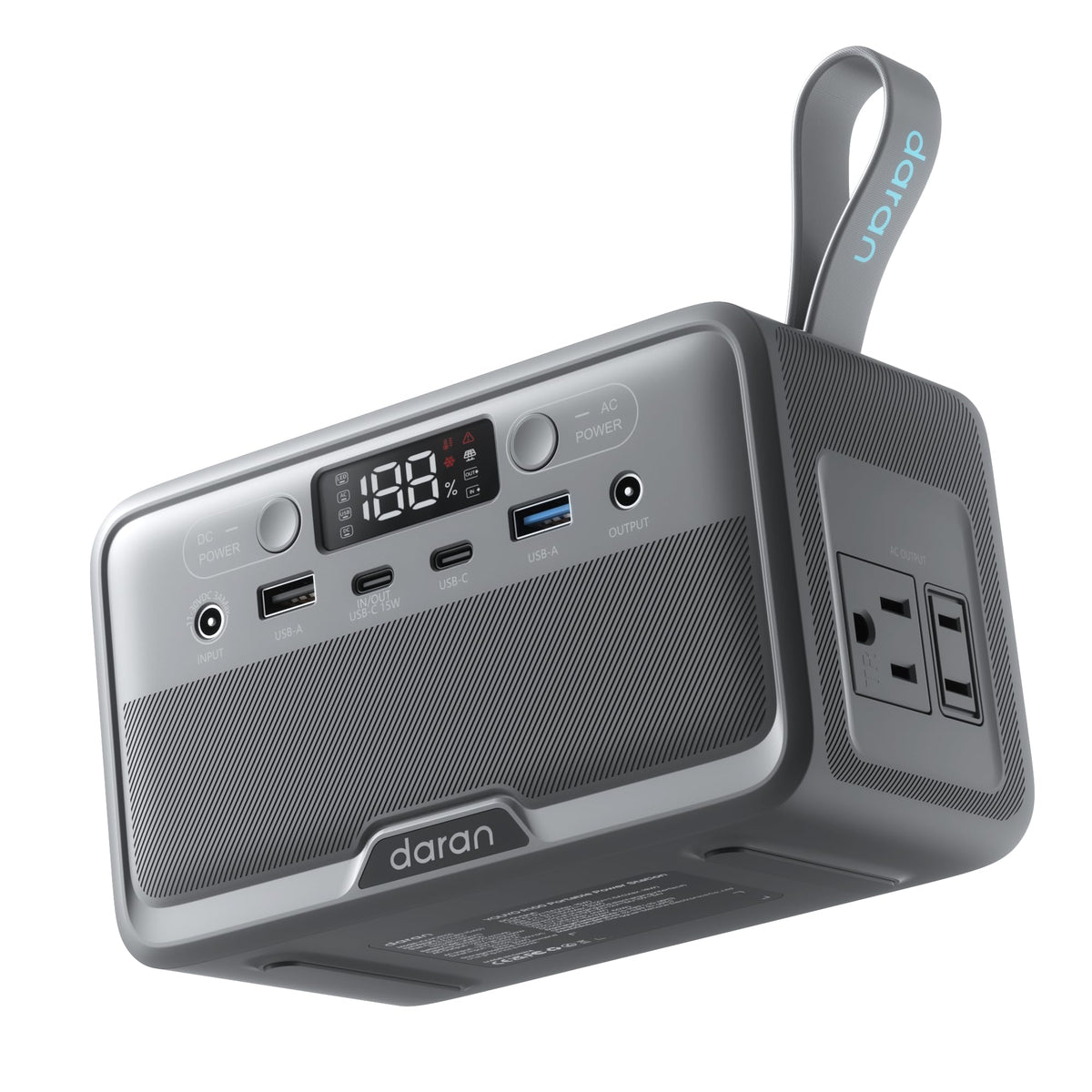 DaranEner front panel showing ports and easy access for versatile charging