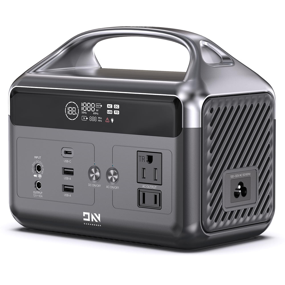 DaranEner front view showing outlets and portability benefit
