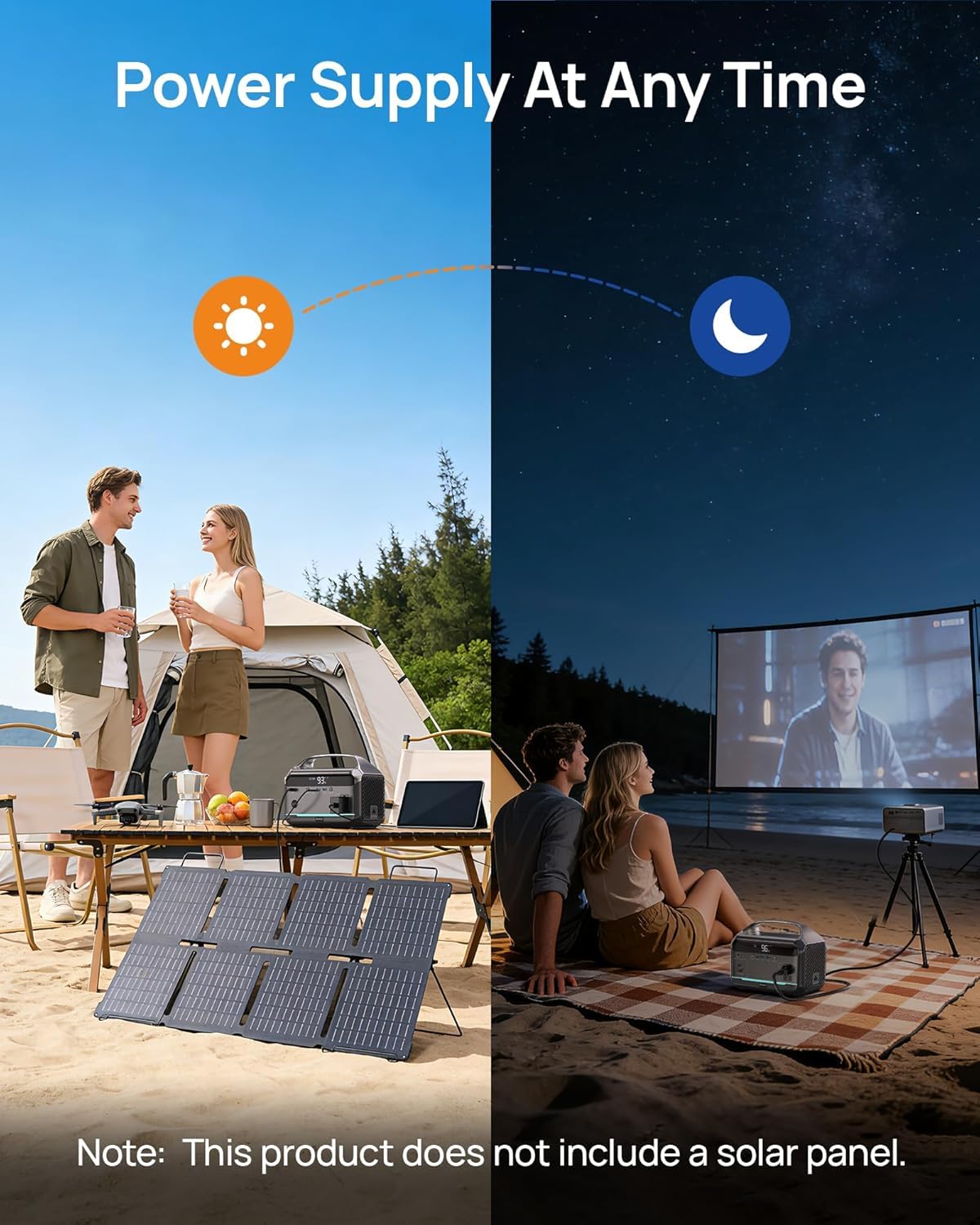 DaranEner powering campsite lights and fridge showing outdoor convenience benefit
