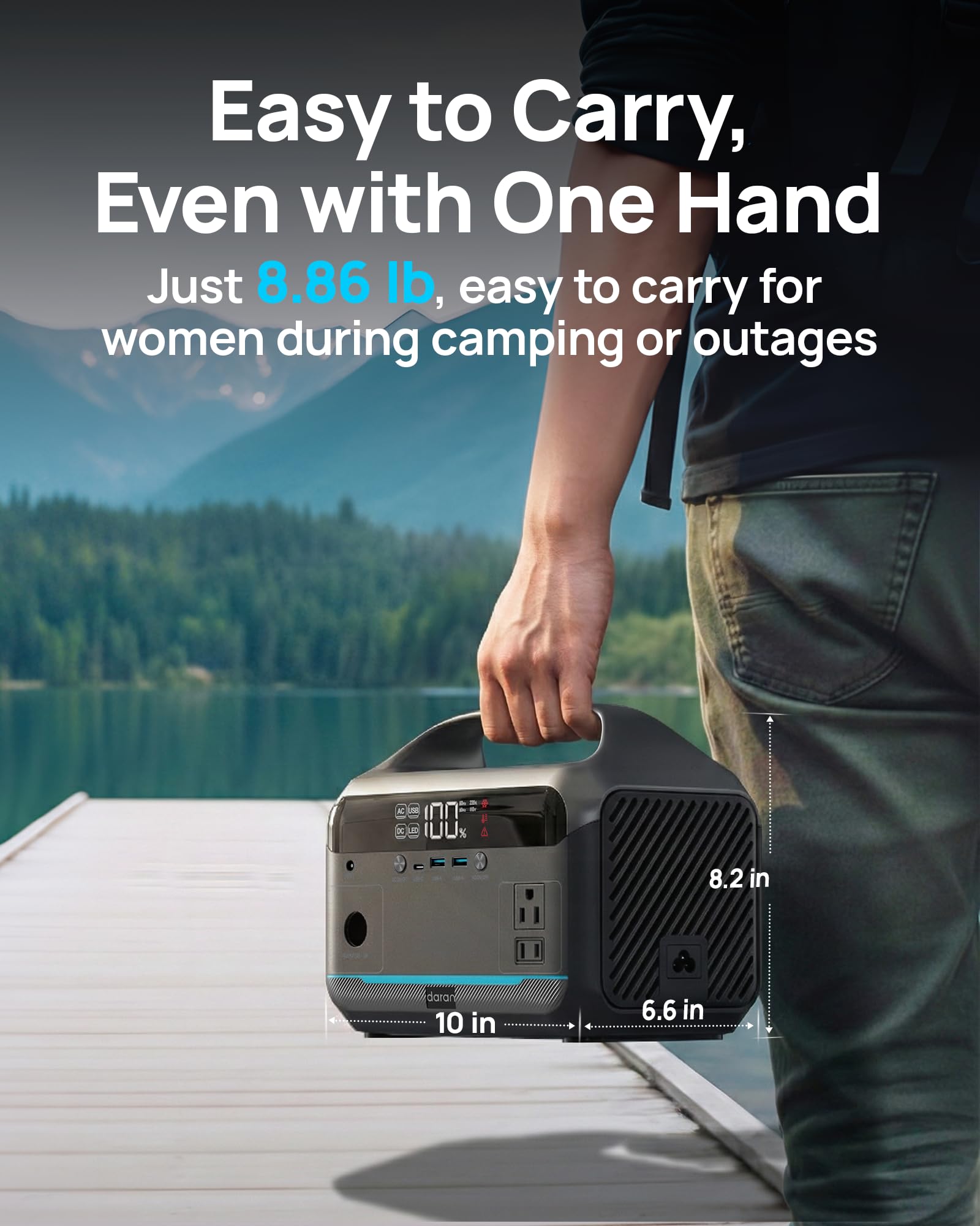 DaranEner powering campsite gear showing reliable outdoor energy supply