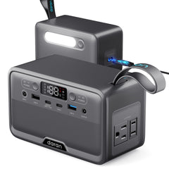 DaranEner front panel showing AC outlet and handle for easy portability