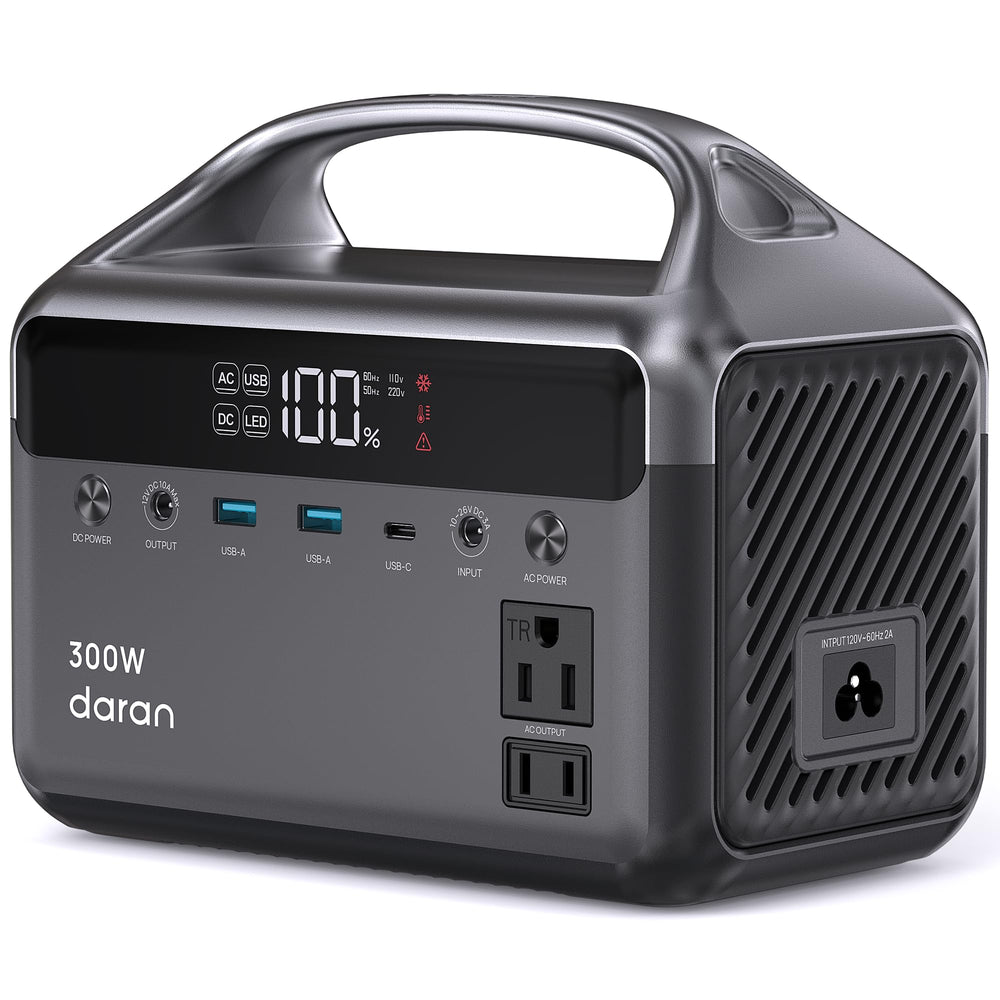 DaranEner front view showing compact power station and clear display, reliable portable power