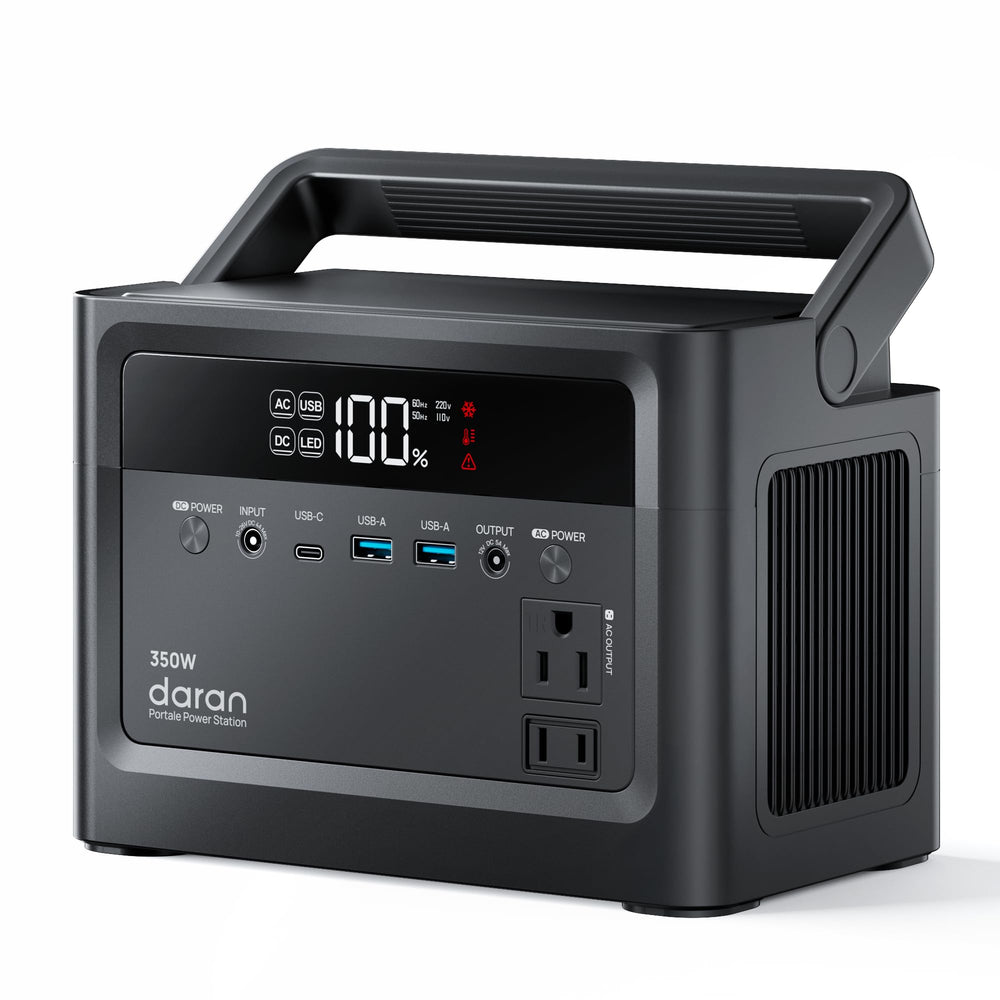 DaranEner front view showing compact design and clear controls for easy portability