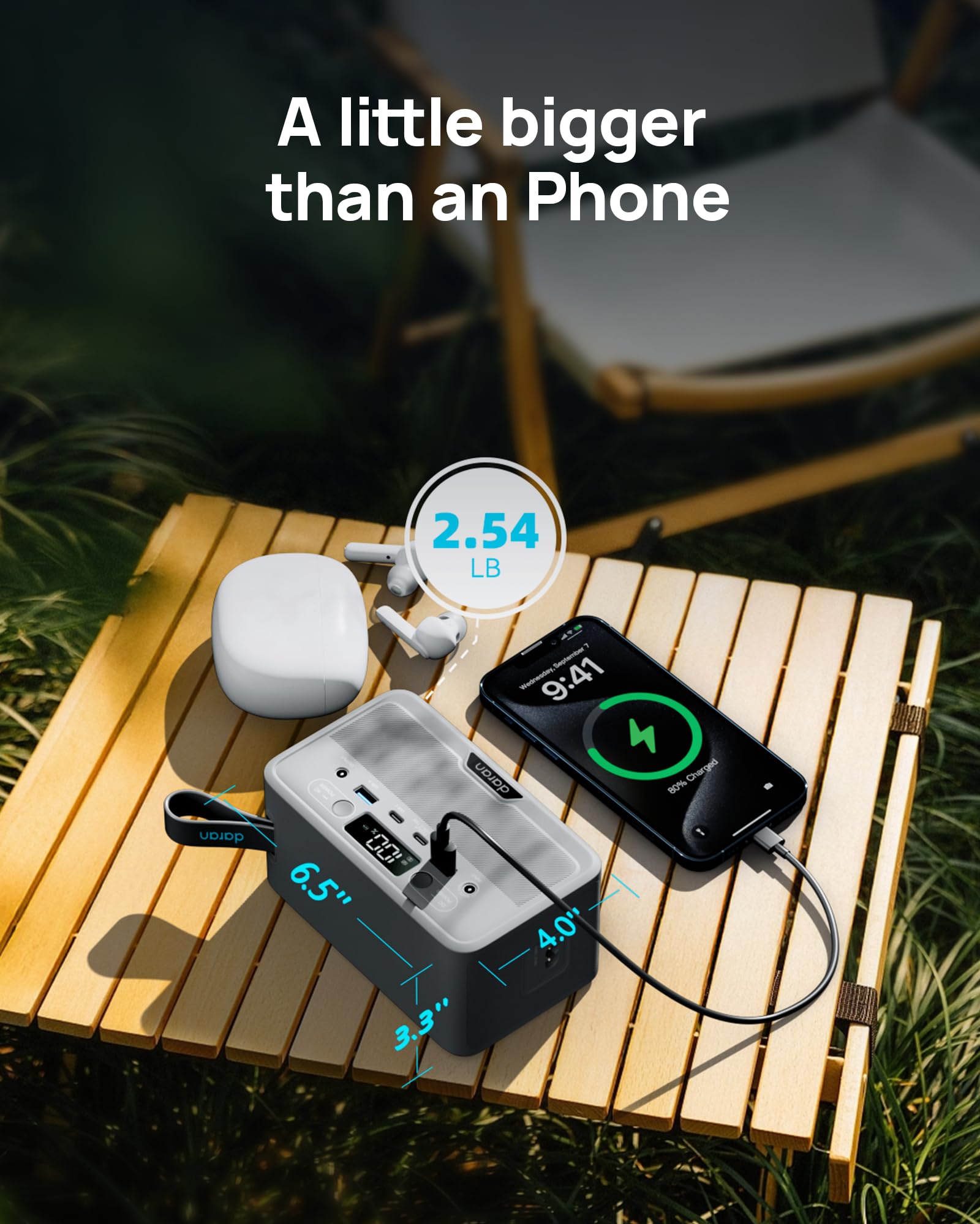 DaranEner powering a laptop outdoors to extend work time while camping